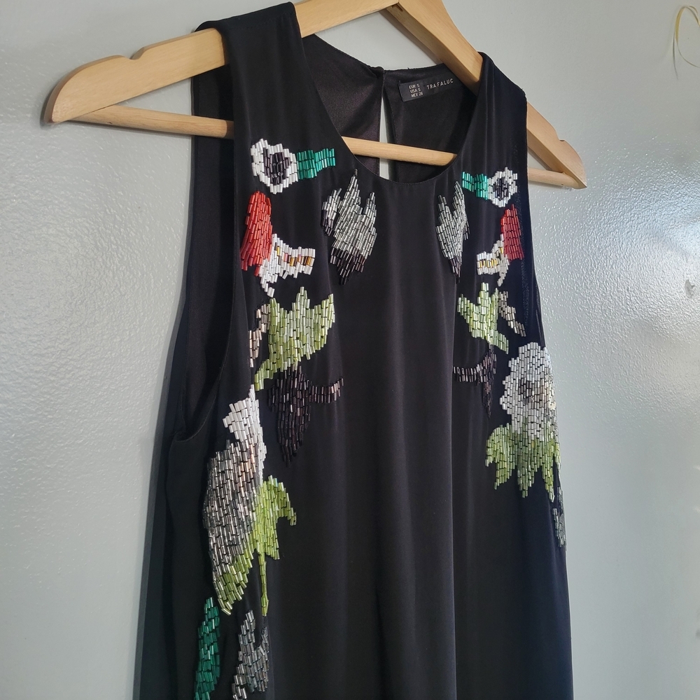 ZARA Trafaluc Sheer Beaded Overlay Maxi Sleeveless Dress - Size S - Picture 4 of 10